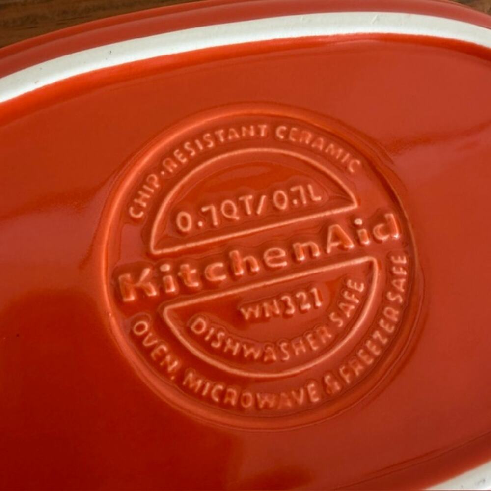 KitchenAid Orange .7qt and .3qt Chip-Resistant Ceramic Casserole Dishes - Picture 4 of 8